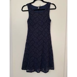 Beautiful Blue Lace Dress with Gold Sparkle Detail